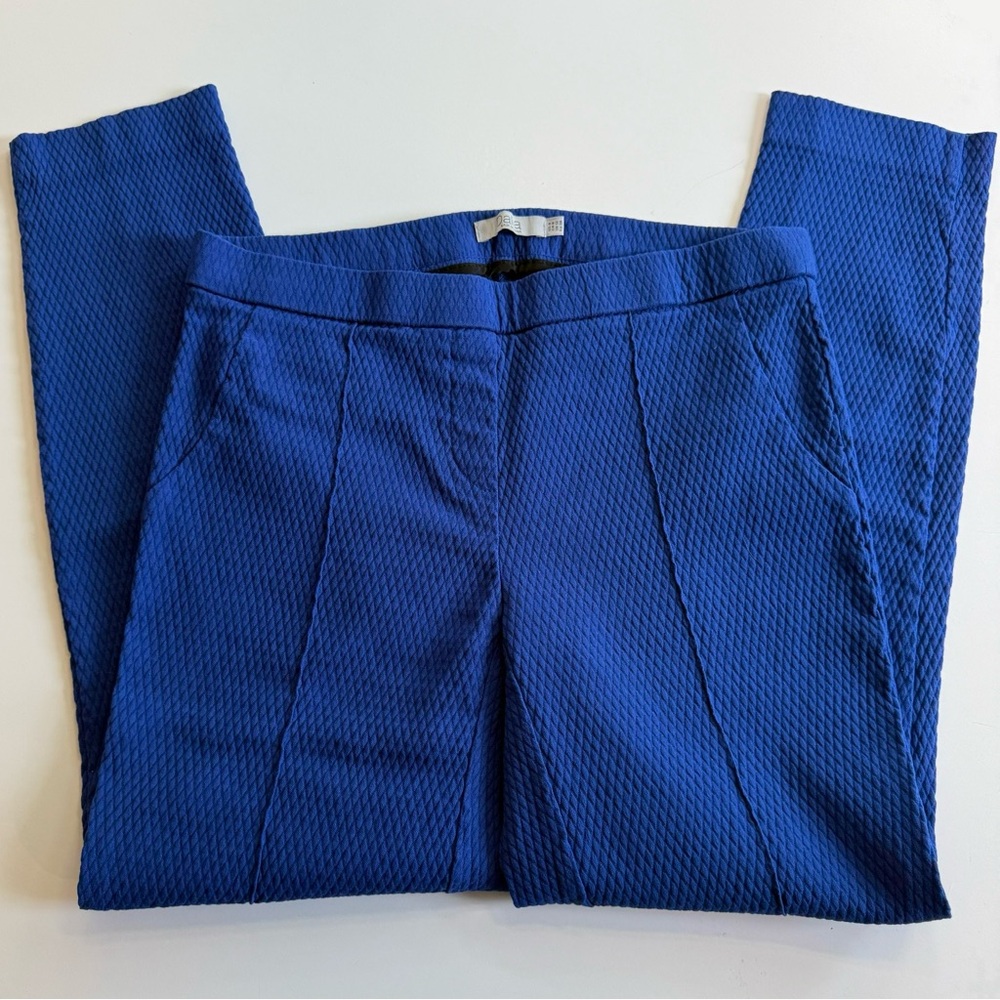 Dalia Royal Blue Textured Straight Leg Pants